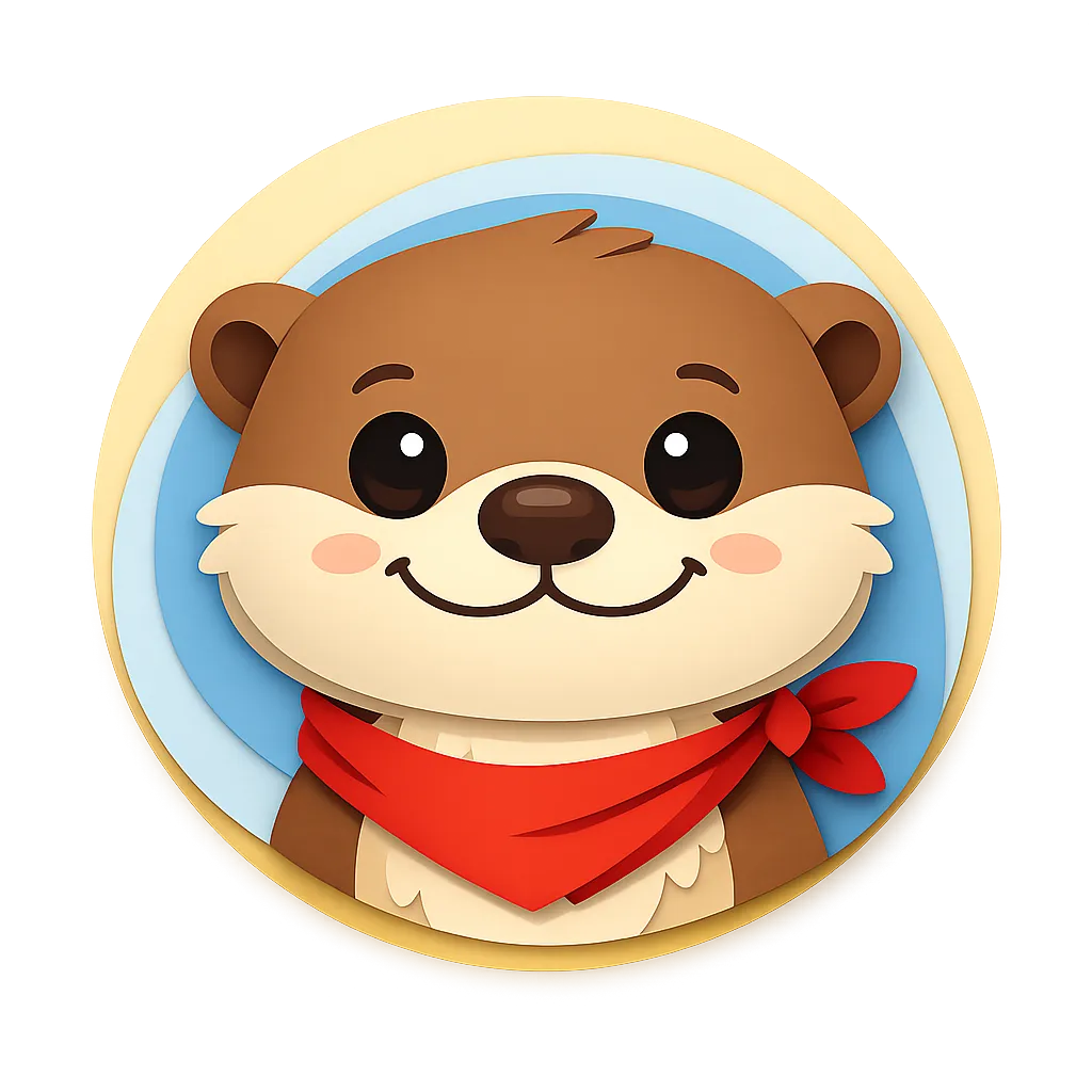 Cute flat cartoon raccoon face avatar icon with bold outlines and simple geometric shapes for review block